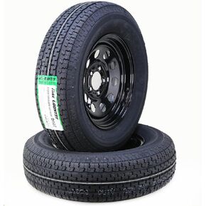 Free Country Trailer Tire Wheel Assembly ST205/75R15 8-Ply D 107M 5 Lug on 4.5" PCD Black Mod Wheel, SET 2