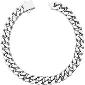 Cuban Link Chain Bracelet for Men, 5/7/9/13mm Width, 7.5/8.3/9 Inch Length,18K Gold/Black Plated/Stainless Steel Curb Wrist Chain for Men