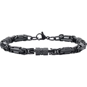 Stainless Steel Byzantine Link Bracelets for Men, Stylish Waterproof Wrist Chain Bangle Mens Classic Jewelry Gifts for Dad Husband Son Boyfriend on Christmas/Valentine's Day/Birthday