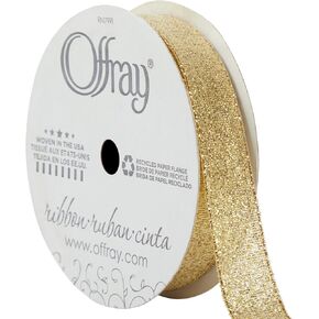 Offray 155224 7/8" Wide Metallic Galena Craft and Decorative Ribbon, 9-Foot Spool, Gold