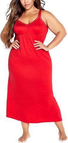 AVENUE Plus Size Lace Trim Maxi Sleep Dress in Saudi Arabia