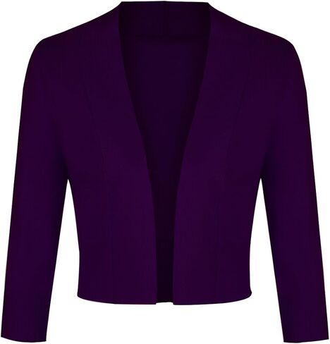 Women 3/4 Sleeve Cropped Cardigan Lightweight Casual Open Front Bolero Shrug Sweaters in Saudi Arabia