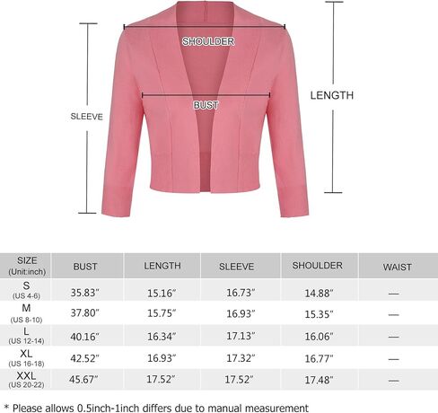 Women 3/4 Sleeve Cropped Cardigan Lightweight Casual Open Front Bolero Shrug Sweaters in Saudi Arabia
