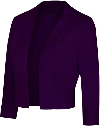 Women 3/4 Sleeve Cropped Cardigan Lightweight Casual Open Front Bolero Shrug Sweaters in Saudi Arabia