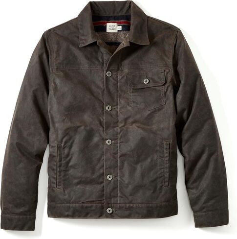 Huckberry Flint and Tinder Men's Wool-Lined Waxed Trucker Jacket, Built for Layering in Kuwait