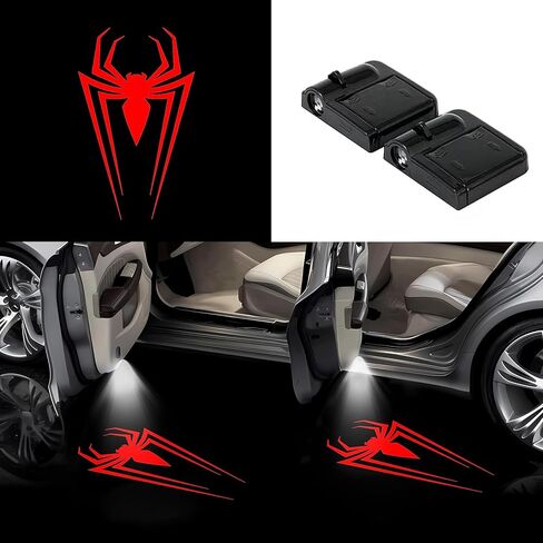 جهاز عرض شعار أضواء باب السيارة - قطعتان من مصابيح LED اللاسلكية العنكبوتية للباب - تناسب معظم السيارات/الشاحنات/سيارات الدفع الرباعي in Kuwait