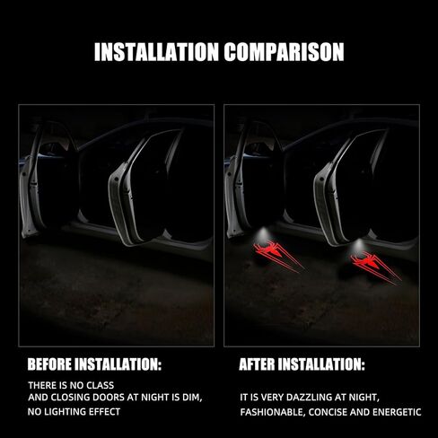 جهاز عرض شعار أضواء باب السيارة - قطعتان من مصابيح LED اللاسلكية العنكبوتية للباب - تناسب معظم السيارات/الشاحنات/سيارات الدفع الرباعي in Kuwait
