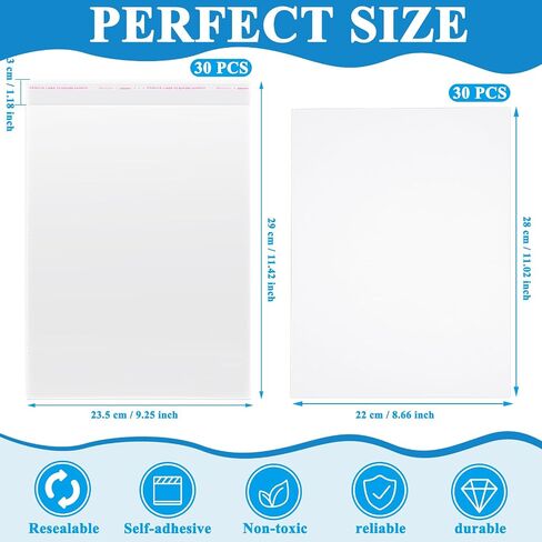 30 Sets Magazine Bags and Backing Boards Including Clear Resealable Magazine Protectors for Collectors and Magazine Boards Magazine Sleeves Protective Display Suit for Magazine Protection in Kuwait