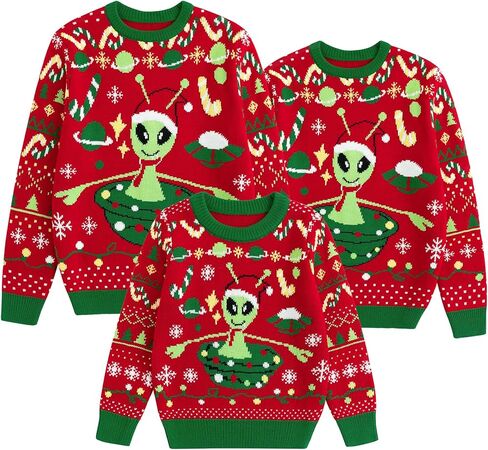 Simplee kids Family Matching Christmas Sweaters Xmas Print Ugly Funny Jumper Holiday Pullover Tops in Kuwait