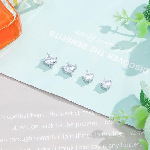 NEWITIN 2 Pairs Stainless Steel Magnetic Stud Earrings for Men Magnetic Earrings Men Clip on Earrings Non Piercing Earrings Unisex CZ Magnetic Earrings Diamond Earrings for Women Men in Kuwait