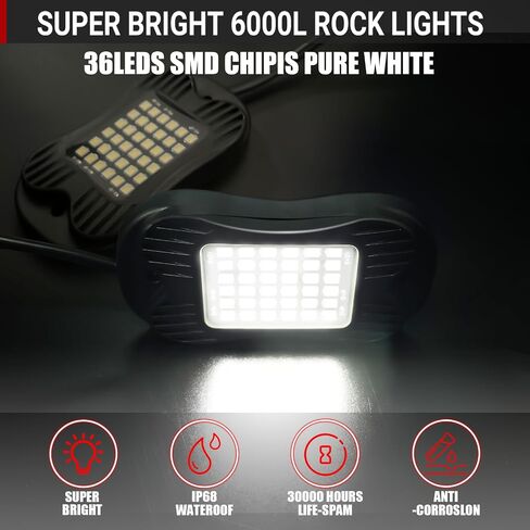 SHINIGHT 20 Pods White Rock Lights 6000K White Pure Super Bright Underglow Light، 10FT/3M أسلاك تمديد لكل ضوء، 36 LED SMD Chips، مقاومة للماء IP68، أضواء الصخور للشاحنات UTV ATV SUV Boats in Saudi Arabia