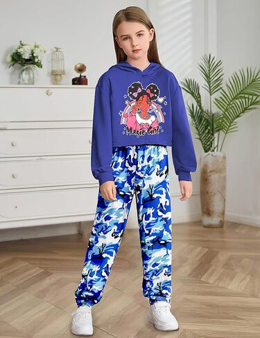 Girls Clothes Fall Outfit High Waisted Hoodie Sweatshirt Vest Camouflage Pants 3 Piece Girls Clothing Set in Saudi Arabia