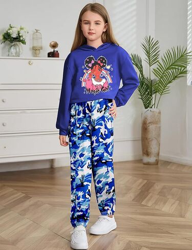 Girls Clothes Fall Outfit High Waisted Hoodie Sweatshirt Vest Camouflage Pants 3 Piece Girls Clothing Set in Saudi Arabia