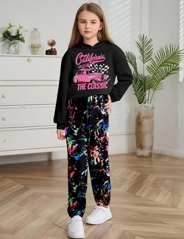 Girls Clothes Fall Outfit High Waisted Hoodie Sweatshirt Vest Camouflage Pants 3 Piece Girls Clothing Set in Saudi Arabia