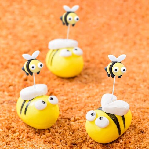 24Pcs Bumble Bee Cupcake Toppers Little Figurine Bee Cupcake Picks Oh Babee Cake Decorations for Bee Theme Baby Shower Kids Boys Girls Birthday Party Decoration Supplies in Kuwait