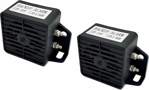 Truck Back-up Alarm, 2Pcs of Waterproof Industrial Heavy-Duty 110dB 12V/24V Backup Beepers: Reliable Car Reverse Horns for Enhanced Safety, Black Square in Kuwait