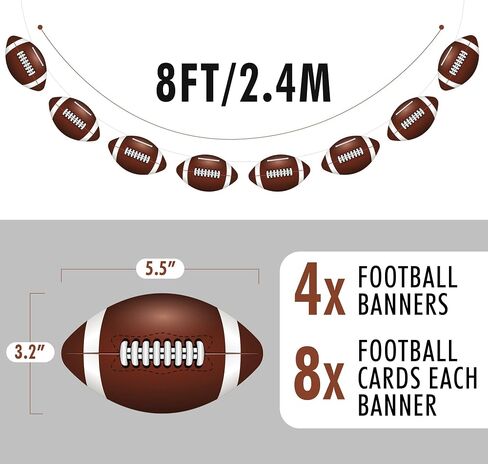 4PC - Football Party Decorations - Football Banner - Football Hanging Decorations Decor for Themed Birthday Party Bowl Game Fans Home Garland Supplies Flag in Saudi Arabia