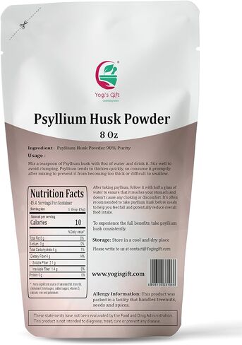 Psyllium Husk Powder 2 lb | 98% Purity | Premium Quality | Use for Baking, Cooking and Beverages | 100% Natural Fine Ground, Non GMO by Yogi's Gift® in Saudi Arabia