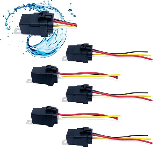 5 Pack 12V 40A Waterproof Relay and Harness Kit,4-PIN SPST Automotive Relay,AWG Tinned Copper Wires,Automotive Replacement Accessory Power Relays in Saudi Arabia