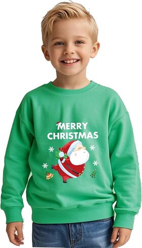 Kids Christmas Sweatshirts Long Sleeve Pullover Shirts Toddler Boys Girls Santa Claus Sweaters Xmas Outfits 1-7T in Saudi Arabia