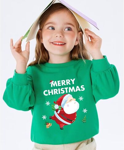 Kids Christmas Sweatshirts Long Sleeve Pullover Shirts Toddler Boys Girls Santa Claus Sweaters Xmas Outfits 1-7T in Saudi Arabia