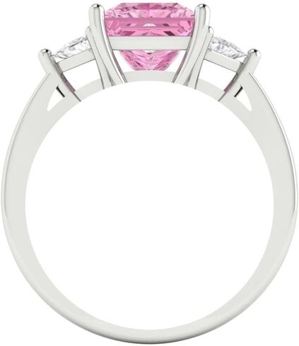 Clara Pucci 2.32 ct Princess Cut Created Pink Diamond 14k Yellow Gold Three-Stone Wedding Engagement Bridal Promise Ring in Saudi Arabia