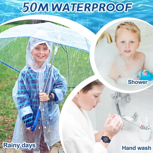 SOCICO Kids Digital Watches for Girls Boys, Waterproof 5ATM, 7 Color Lights Waterproof Watches for Kids with Alarm Stopwatch, Soft Band Wrist Watch for Girls and Boys Ages 5-12. in Saudi Arabia