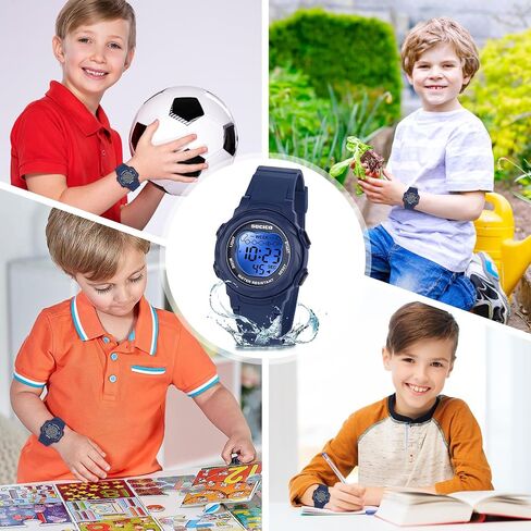 SOCICO Kids Digital Watches for Girls Boys, Waterproof 5ATM, 7 Color Lights Waterproof Watches for Kids with Alarm Stopwatch, Soft Band Wrist Watch for Girls and Boys Ages 5-12. in Saudi Arabia