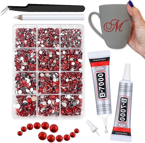 Queenme Bedazzling Rhinestones for Crafting DIYers: Flatback Gems Kit Rhinestones for Crafts - Flat Back Clear Crystals with Wax Pen - Crafters DIY Shoes Cap Tumbler Clothes in Kuwait