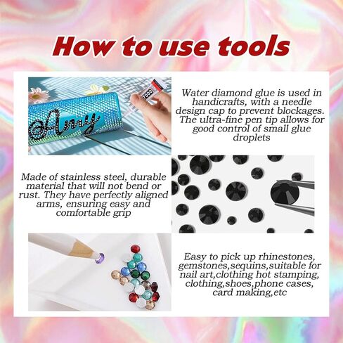 Queenme Bedazzling Rhinestones for Crafting DIYers: Flatback Gems Kit Rhinestones for Crafts - Flat Back Clear Crystals with Wax Pen - Crafters DIY Shoes Cap Tumbler Clothes in Kuwait