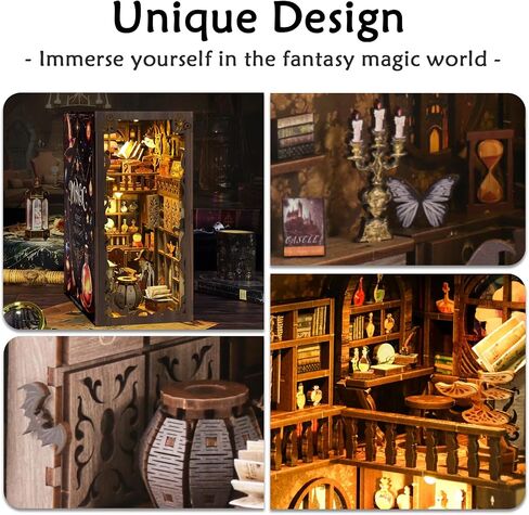 DIY Book Nook Kits for Adults, 3D Wooden Puzzle Bookends Miniature House Kits with LED Light, DIY Dollhouse Bookend Tiny House for Teens Adults - Observatory in Saudi Arabia