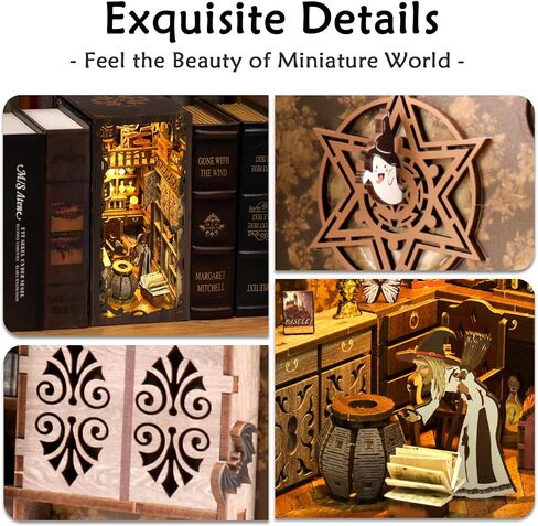 DIY Book Nook Kits for Adults, 3D Wooden Puzzle Bookends Miniature House Kits with LED Light, DIY Dollhouse Bookend Tiny House for Teens Adults - Observatory in Saudi Arabia