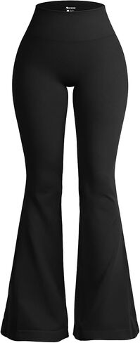 OQQ Women's Flared Pants High Waisted Yoga Leggings Stretchy Bell Buttom Wide Leg in Saudi Arabia