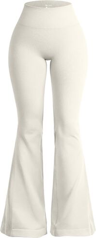 OQQ Women's Flared Pants High Waisted Yoga Leggings Stretchy Bell Buttom Wide Leg in Saudi Arabia