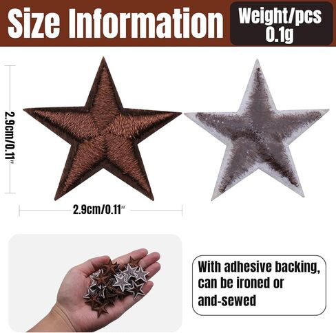 50 قطعة صغيرة 5 نجوم يمكن كيها على الرقع، خياطة الرقع المطرزة تزين المكواة على رقع القلب للملابس والسترات وأحذية الظهر وإصلاح الديكورات in Kuwait