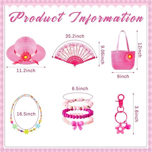 مجموعة اللعب من Bonuci 54 قطعة من فساتين حفلات الشاي للفتيات تتضمن قبعة حفلات الشاي وقفازات وحقيبة وقلائد وسلاسل مفاتيح ومراوح للفتيات الصغيرات وأعياد الميلاد ومستلزمات حفلات الشاي in Kuwait