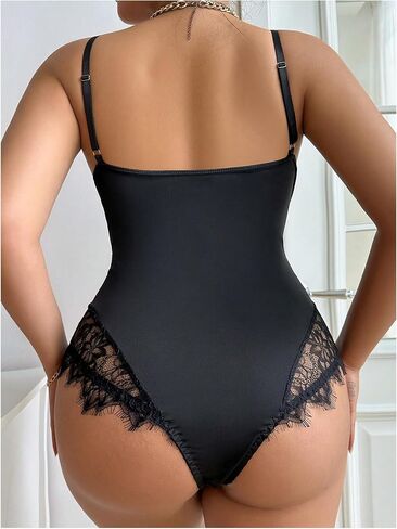 SOLY HUX Women's Plus Size Lingerie Sexy Bodysuit Lace Sheer One Piece Cami Teddy Babydoll Nightwear in Kuwait