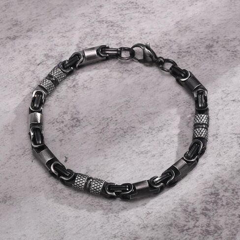 Stainless Steel Byzantine Link Bracelets for Men, Stylish Waterproof Wrist Chain Bangle Mens Classic Jewelry Gifts for Dad Husband Son Boyfriend on Christmas/Valentine's Day/Birthday in Saudi Arabia
