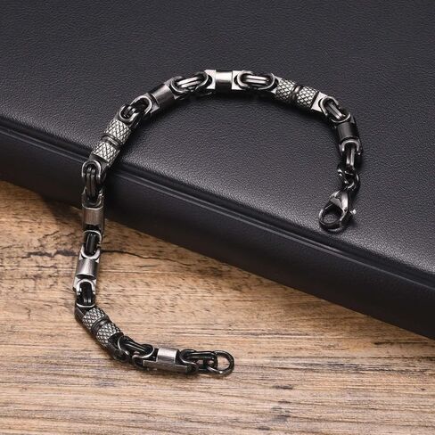 Stainless Steel Byzantine Link Bracelets for Men, Stylish Waterproof Wrist Chain Bangle Mens Classic Jewelry Gifts for Dad Husband Son Boyfriend on Christmas/Valentine's Day/Birthday in Saudi Arabia