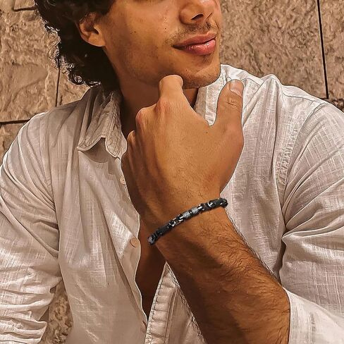 Stainless Steel Byzantine Link Bracelets for Men, Stylish Waterproof Wrist Chain Bangle Mens Classic Jewelry Gifts for Dad Husband Son Boyfriend on Christmas/Valentine's Day/Birthday in Saudi Arabia