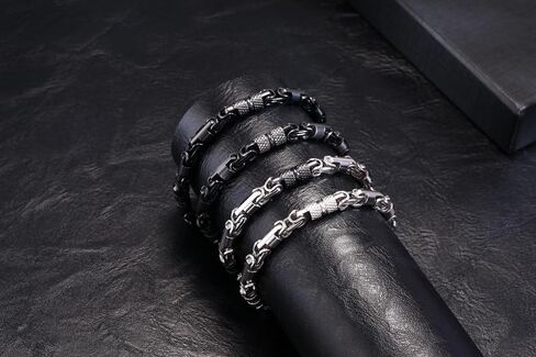Stainless Steel Byzantine Link Bracelets for Men, Stylish Waterproof Wrist Chain Bangle Mens Classic Jewelry Gifts for Dad Husband Son Boyfriend on Christmas/Valentine's Day/Birthday in Saudi Arabia