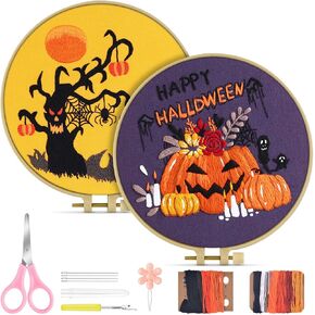 TINDTOP Embroidery Kit for Adult, Owl Embroidery Kit for Beginners Include Embroidery Cloth Hoops Threads for Craft Lover Hand Stitch with Embroidery Skill Techniques (Florals)