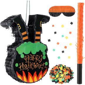 HyDren Halloween Witch Legs Piñata for Halloween Party Supplies with Blindfold Bat Halloween Photo Prop Decoration