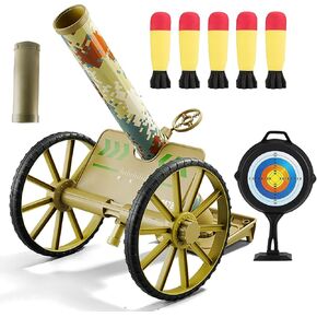 Mortar Launcher Playset, Push Tyre Mortar Launcher, Soft Foam Rocket Children's Playset with 5 Safety Foam Shells for Boys and Girls (Green)