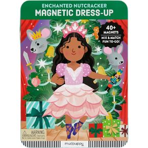 Mudpuppy Enchanted Nutcracker – Magnetic Dress Up Game with Illustrated Christmas Scenes Including 2 Ballerina Characters and Over 40 Mix and Match Magnets Perfect for Holiday Travel