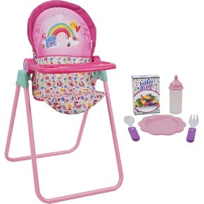 Baby Alive: Doll Highchair Set - Green, Pink, Hearts - for Dolls Up to 24", 5 Matching Feeding Accessories, Rotating Seat, Folding, Kids Toy Ages 3+