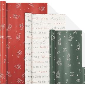 Beautiful Christmas Gift Wrapping Paper Rolls - Set of 3 Quality Paper Rolls With Cute Designs For Small & Medium Size Gifts - Add a Touch of Magic to Every Gift You Wrap - 17 in x 120 in Per Roll