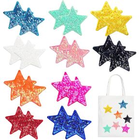 20Pcs Sequin Star Iron on Patches Shiny Stars Patches Embroidery Sequin Patches for Clothes Hats Backpacks Costume