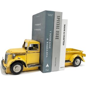 Book Ends Decorative Bookends: Metal Truck Book Stopper for Heavy Books - Farmhouse Vintage Decor for Shelf Table Coffee Bar Office Home - Gift for Adults Men Teen