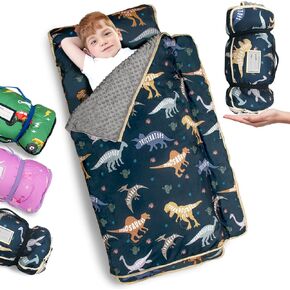 Nap Mat: Soft Portable Sleeping Bag Detachable Pillow Mat Blanket 2" Thickened Extra Large Kids Toddler Mats for Preschool and Daycare